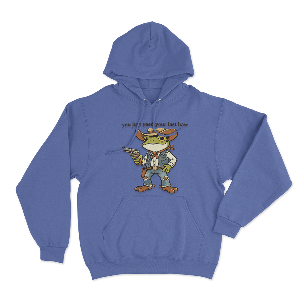 Cowboy Frog Unisex Hoodie Blue Cowboy Frog Unisex Hoodie Blue