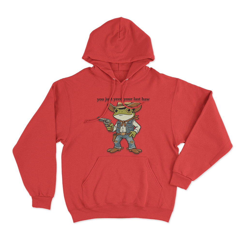 Cowboy Frog Unisex Hoodie Red Cowboy Frog Unisex Hoodie Red