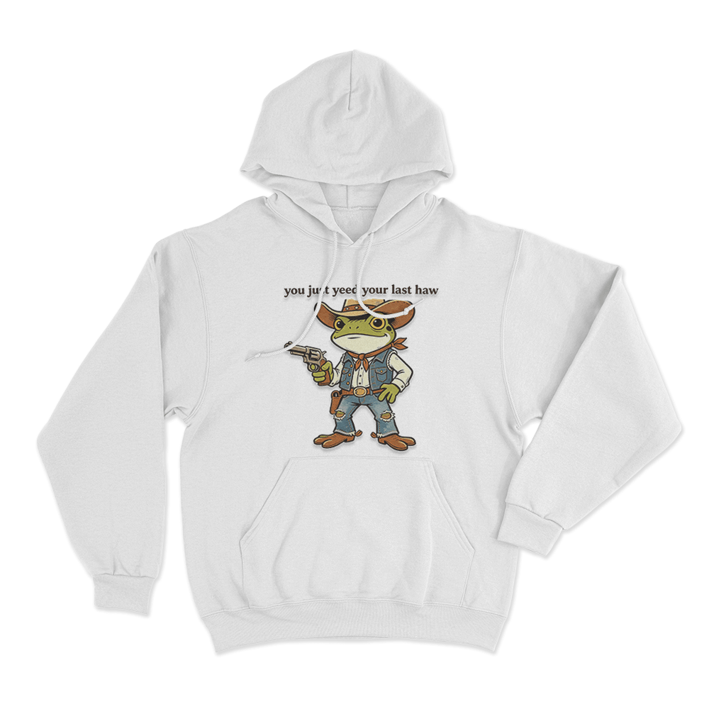 Cowboy Frog Unisex Hoodie White Cowboy Frog Unisex Hoodie White