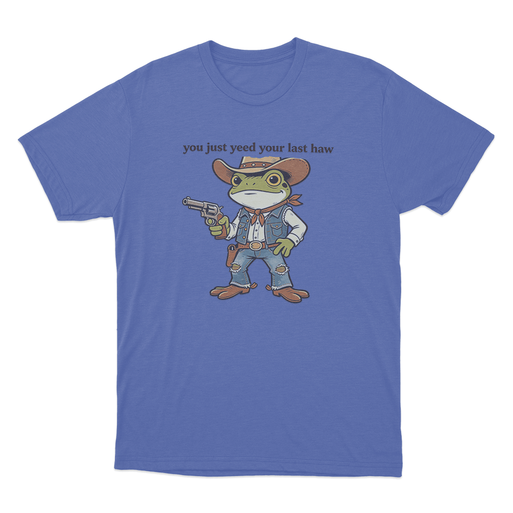 Cowboy Frog Unisex T Shirt Blue Cowboy Frog Unisex T Shirt Blue