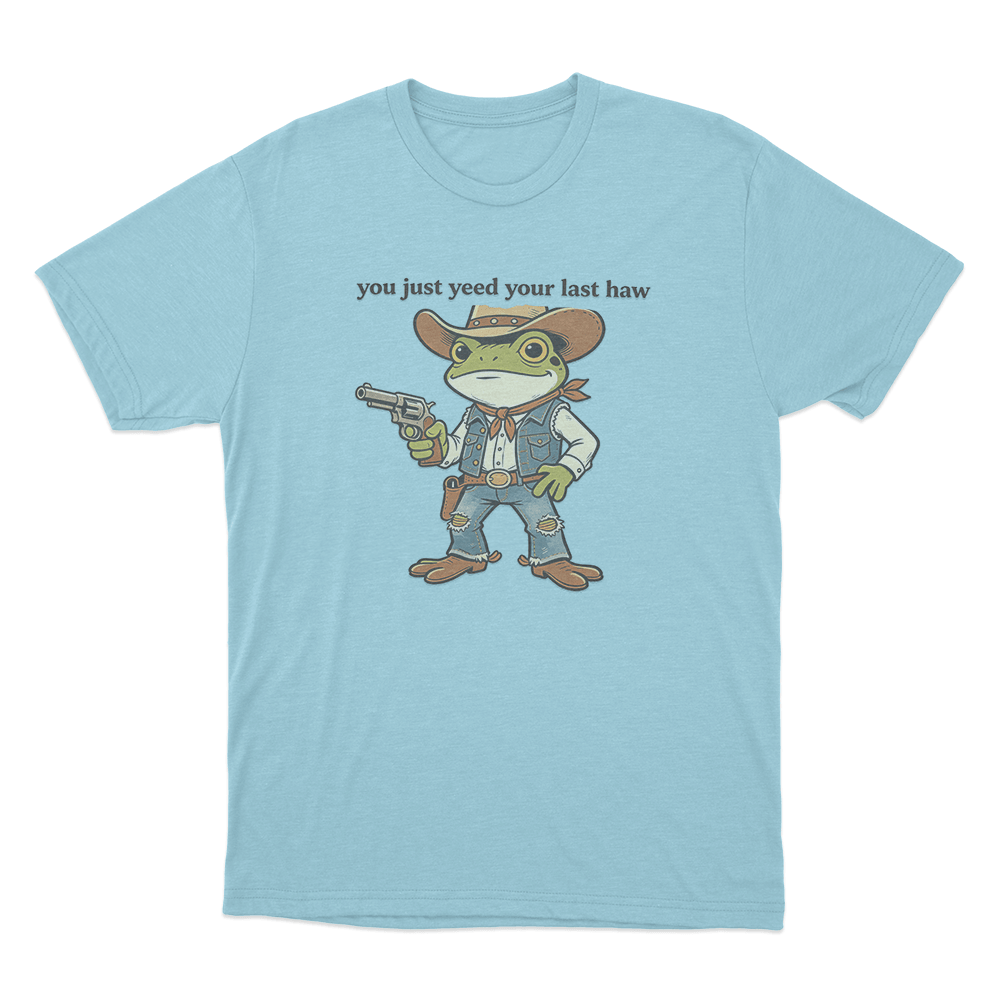 Cowboy Frog Unisex T Shirt Sky Blue Cowboy Frog Unisex T Shirt Sky Blue