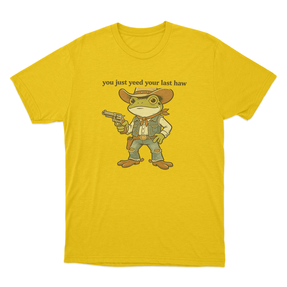 Cowboy Frog Unisex T Shirt Yellow Cowboy Frog Unisex T Shirt Yellow