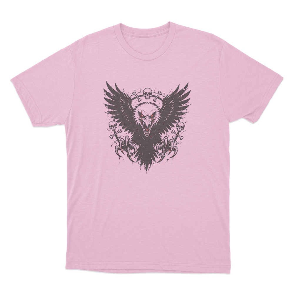 Dark Eagle And Skulls Unisex T Shirt Pink Dark Eagle And Skulls Unisex T Shirt Pink