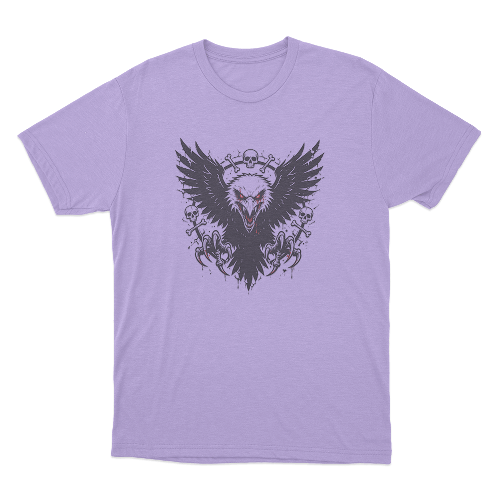 Dark Eagle And Skulls Unisex T Shirt Purple Dark Eagle And Skulls Unisex T Shirt Purple