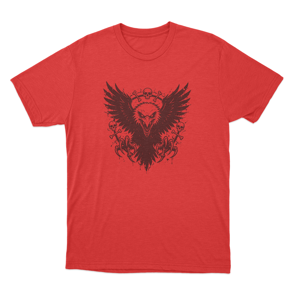 Dark Eagle And Skulls Unisex T Shirt Red Dark Eagle And Skulls Unisex T Shirt Red