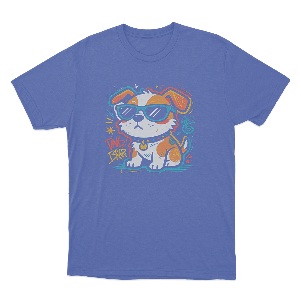 Dog Graffiti Art Print Unisex T Shirt Blue Dog Graffiti Art Print Unisex T Shirt Blue