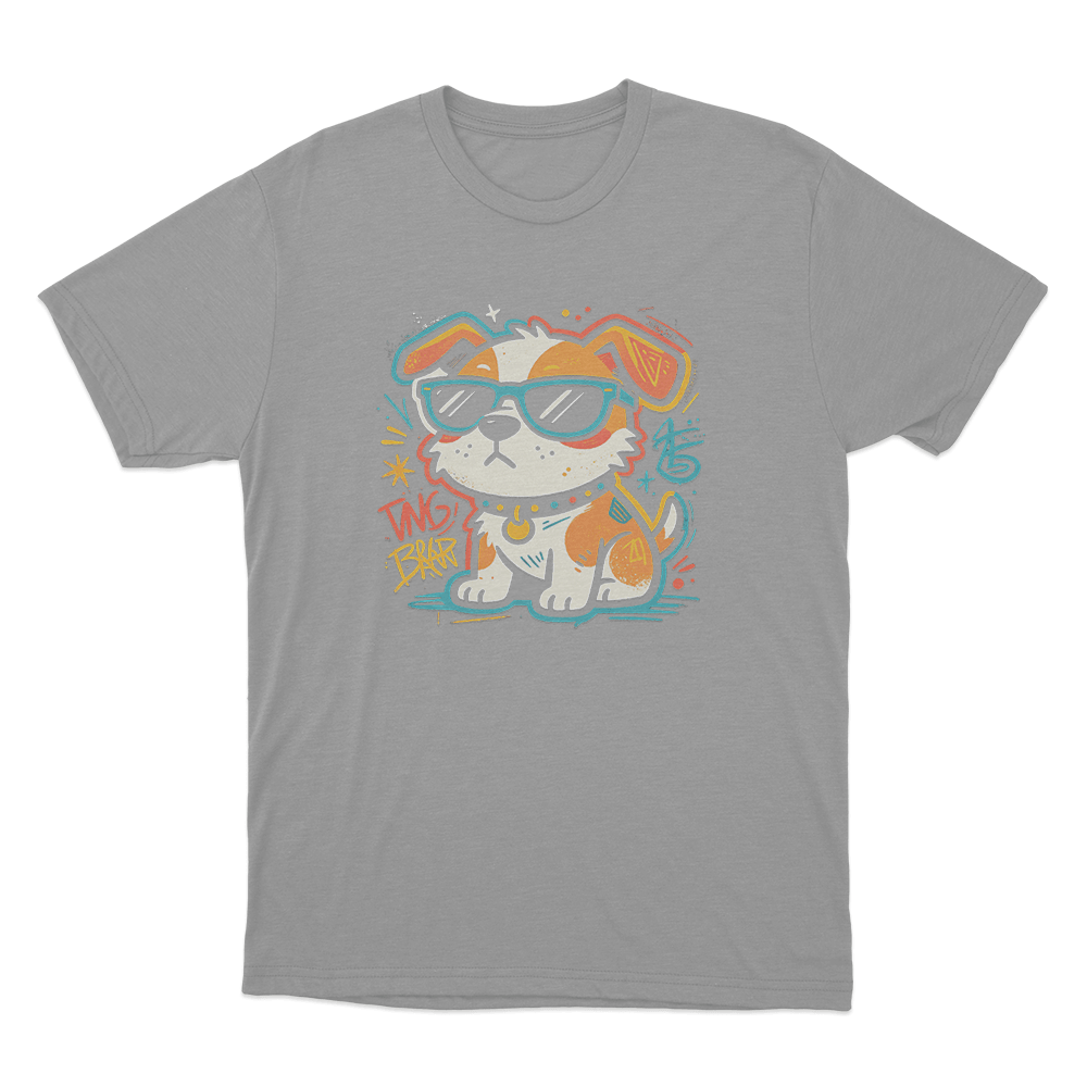 Dog Graffiti Art Print Unisex T Shirt Grey Dog Graffiti Art Print Unisex T Shirt Grey