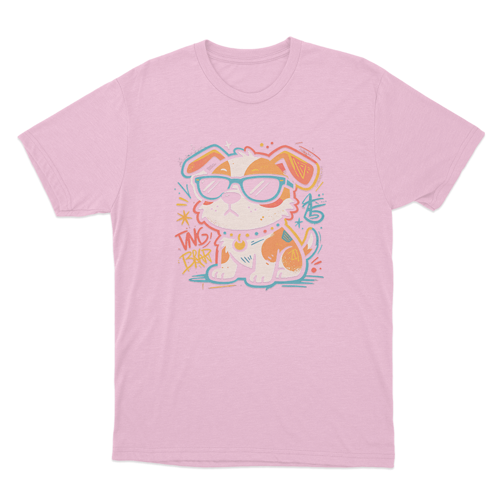 Dog Graffiti Art Print Unisex T Shirt Pink Dog Graffiti Art Print Unisex T Shirt Pink