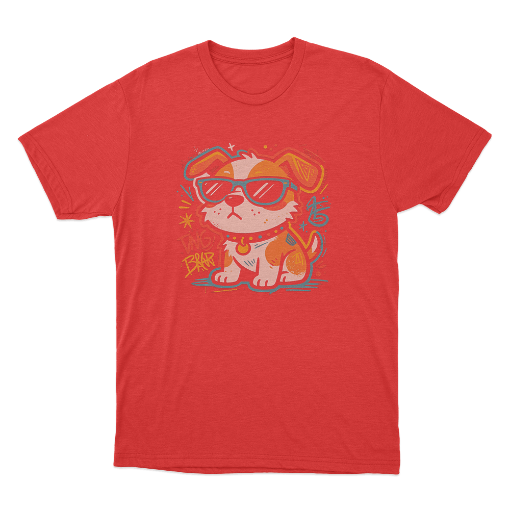 Dog Graffiti Art Print Unisex T Shirt Red Dog Graffiti Art Print Unisex T Shirt Red