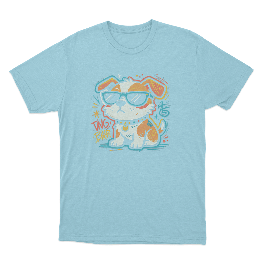 Dog Graffiti Art Print Unisex T Shirt Sky Blue Dog Graffiti Art Print Unisex T Shirt Sky Blue