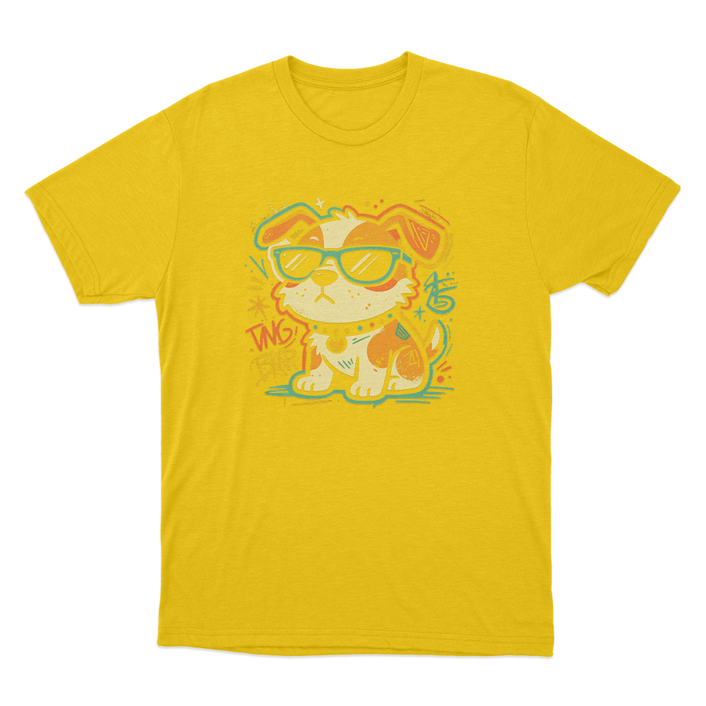 Dog Graffiti Art Print Unisex T Shirt Yellow Dog Graffiti Art Print Unisex T Shirt Yellow