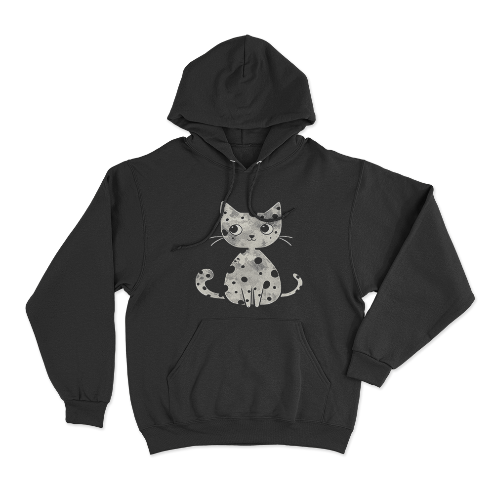 Grunge Cat Silhouette Unisex Hoodie Black Grunge Cat Silhouette Unisex Hoodie Black