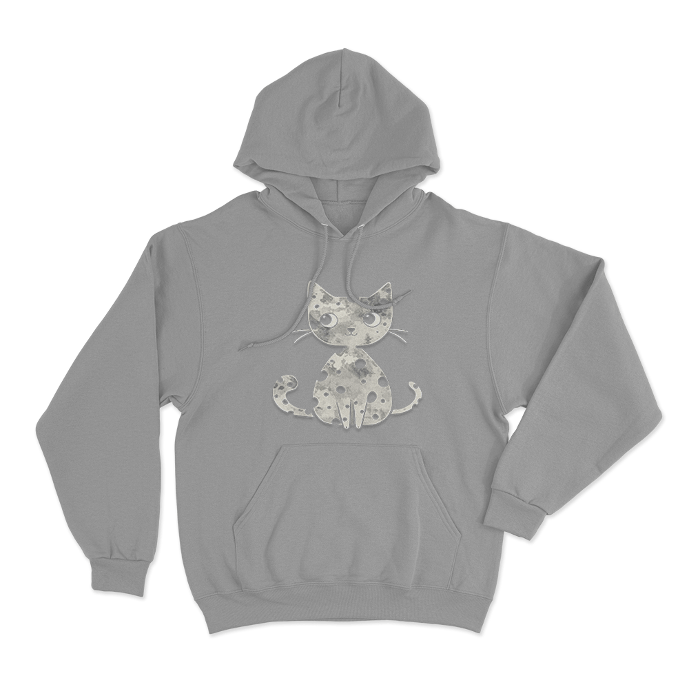 Grunge Cat Silhouette Unisex Hoodie Grey Grunge Cat Silhouette Unisex Hoodie Grey