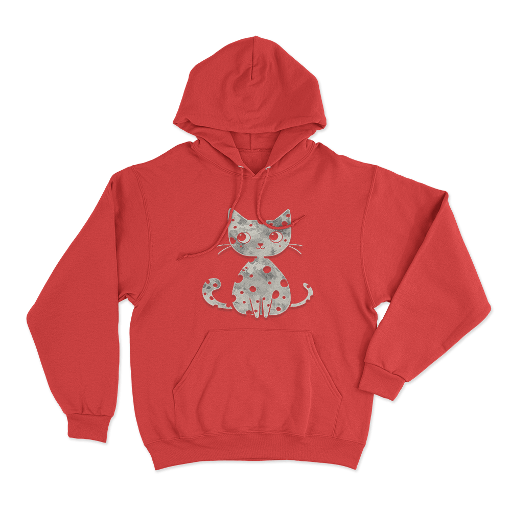 Grunge Cat Silhouette Unisex Hoodie Red Grunge Cat Silhouette Unisex Hoodie Red