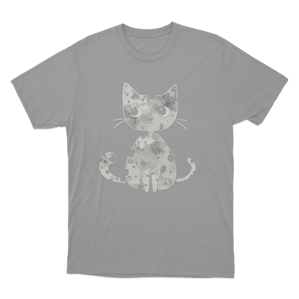 Grunge Cat Silhouette Unisex T Shirt Grey Grunge Cat Silhouette Unisex T Shirt Grey