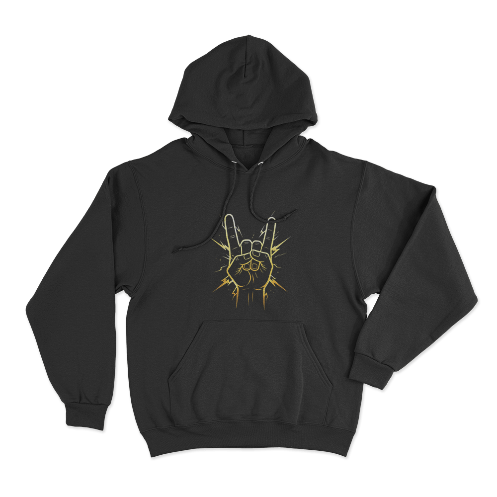 Rock On Hand Sign Unisex Hoodie Black Rock On Hand Sign Unisex Hoodie Black