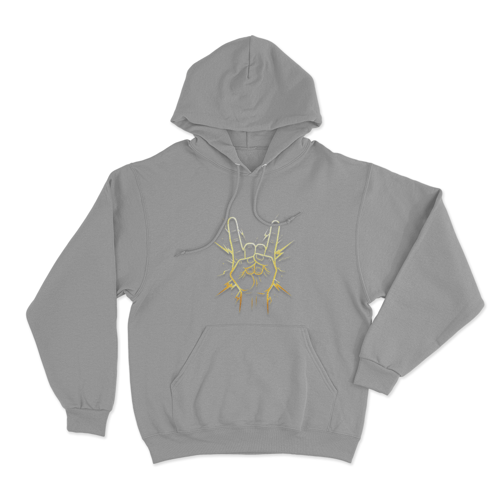 Rock On Hand Sign Unisex Hoodie Grey Rock On Hand Sign Unisex Hoodie Grey
