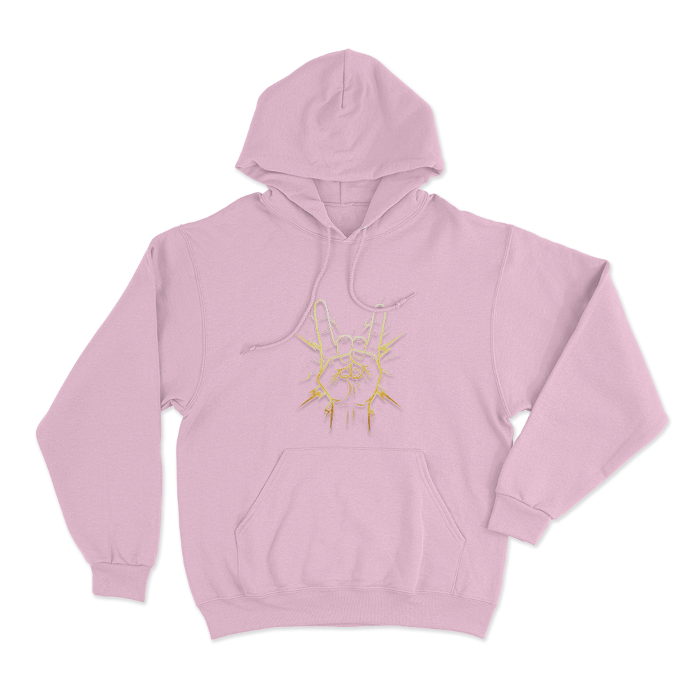 Rock On Hand Sign Unisex Hoodie Pink Rock On Hand Sign Unisex Hoodie Pink