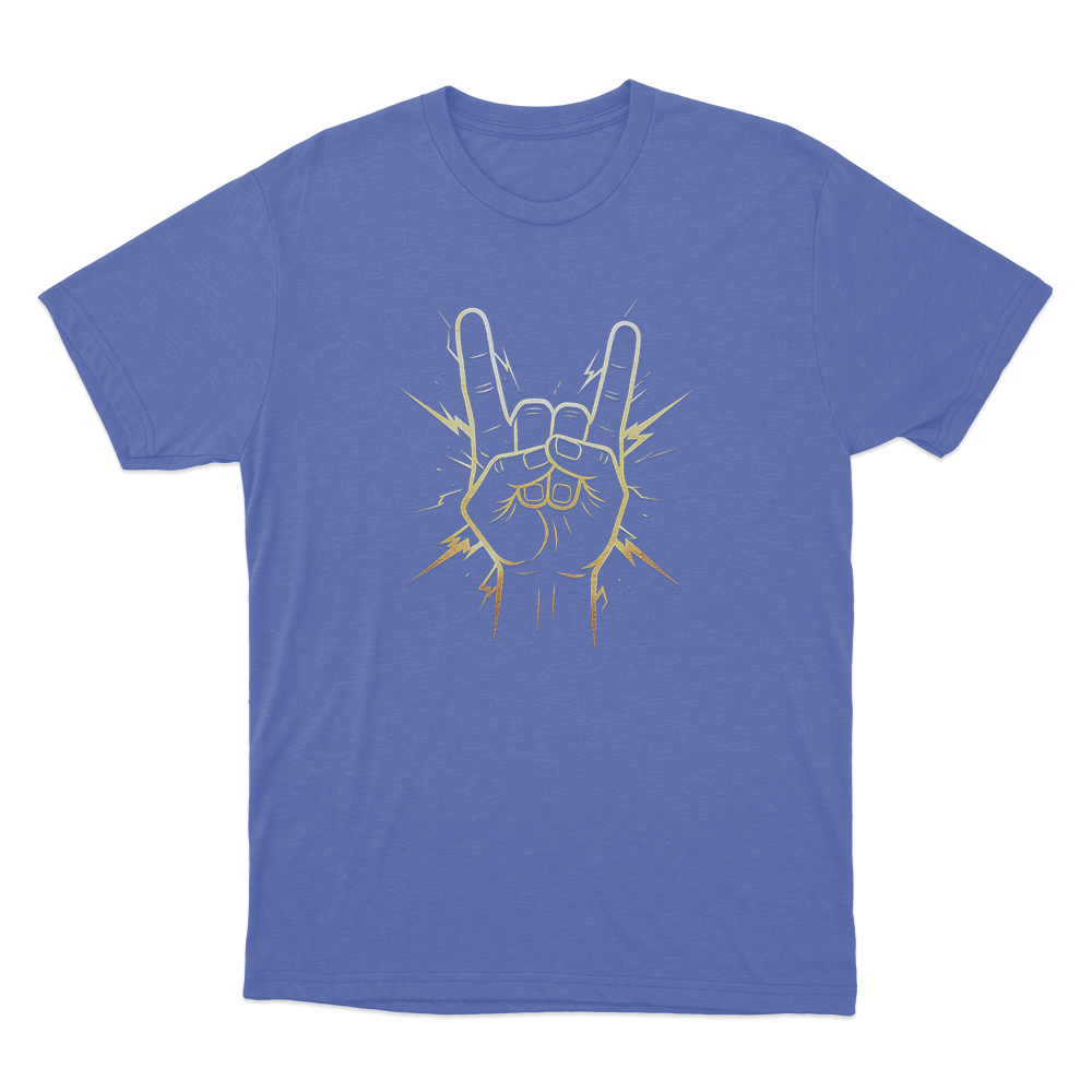 Rock On Hand Sign Unisex T Shirt Blue Rock On Hand Sign Unisex T Shirt Blue