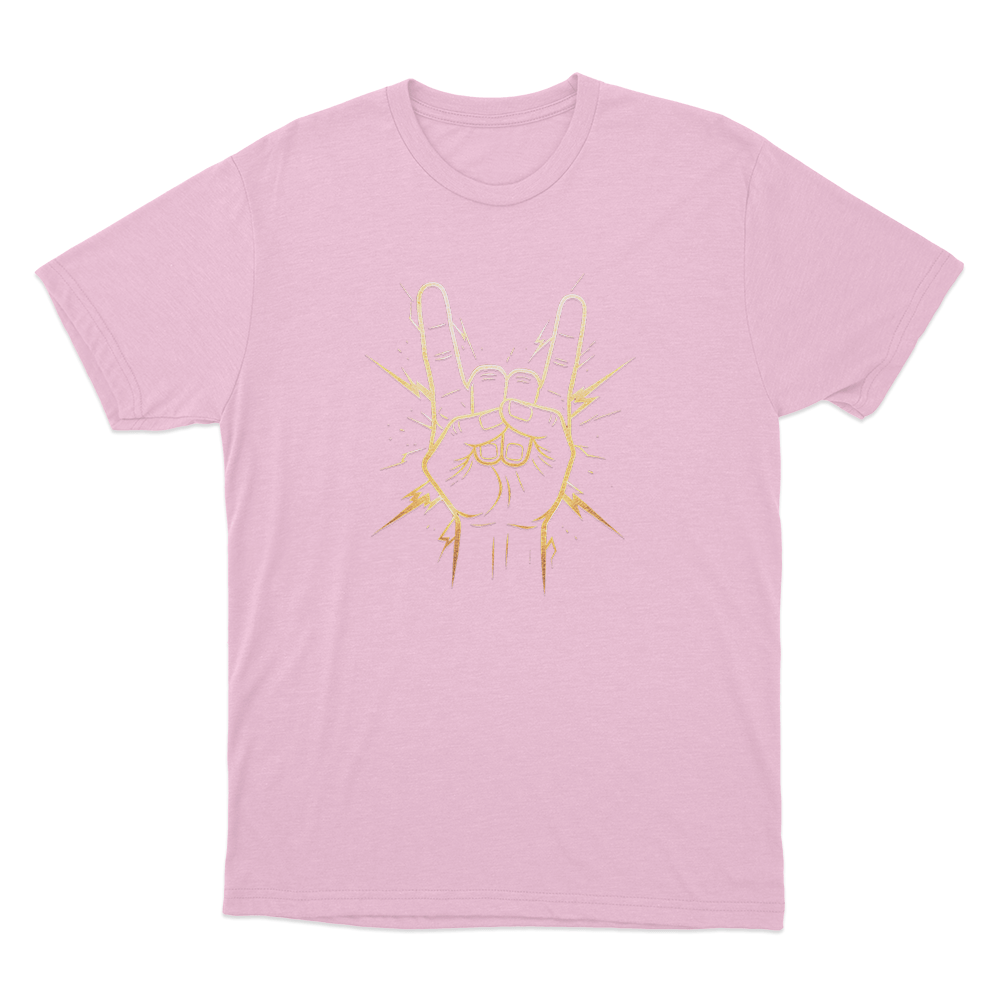 Rock On Hand Sign Unisex T Shirt Pink Rock On Hand Sign Unisex T Shirt Pink