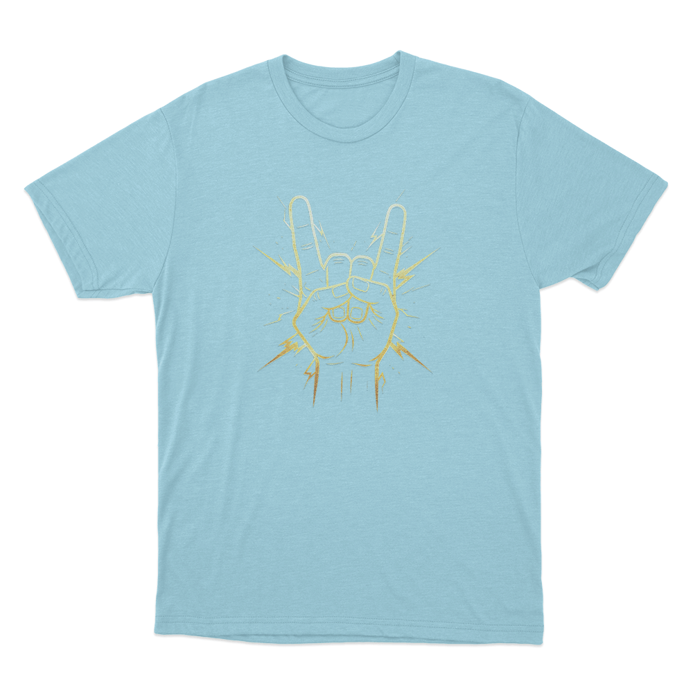 Rock On Hand Sign Unisex T Shirt Sky Blue Rock On Hand Sign Unisex T Shirt Sky Blue