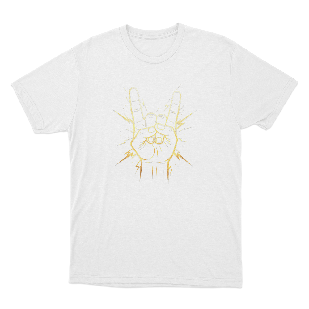 Rock On Hand Sign Unisex T Shirt White Rock On Hand Sign Unisex T Shirt White
