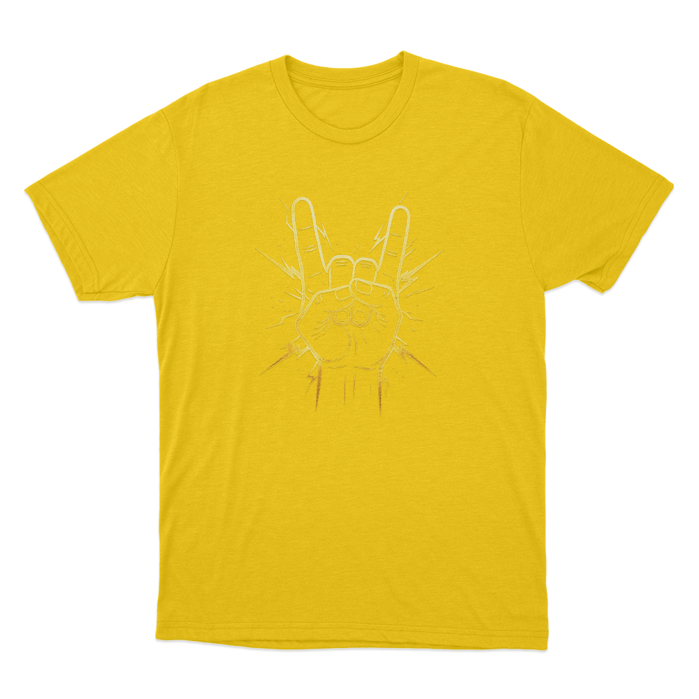 Rock On Hand Sign Unisex T Shirt Yellow Rock On Hand Sign Unisex T Shirt Yellow