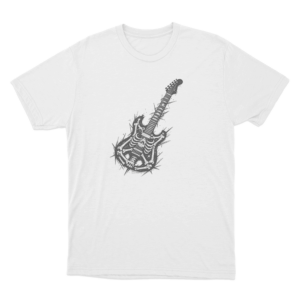 Skeleton Electric Guitar Unisex T Shirt White