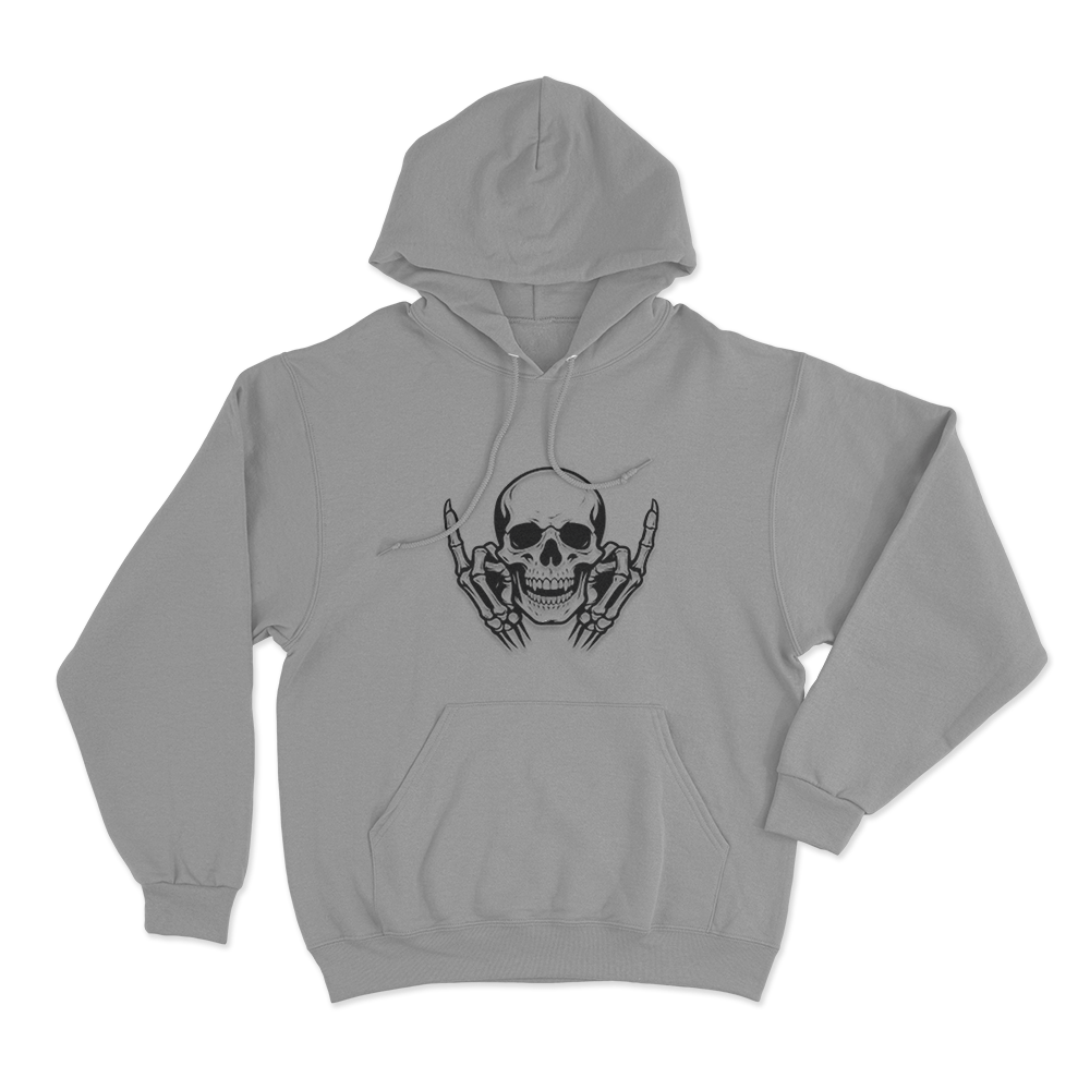 Skull With Middle Fingers Unisex Hoodie Grey Skull With Middle Fingers Unisex Hoodie Grey