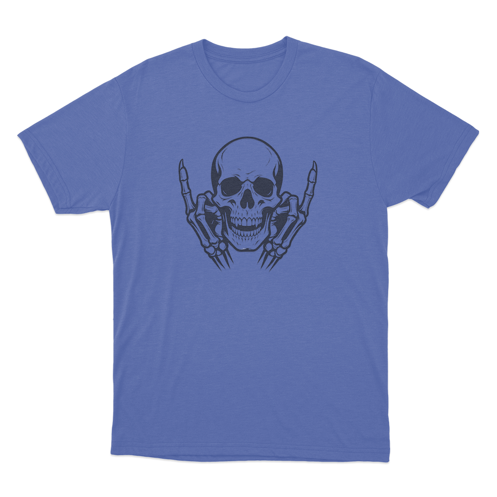 Skull With Middle Fingers Unisex T Shirt Blue Skull With Middle Fingers Unisex T Shirt Blue