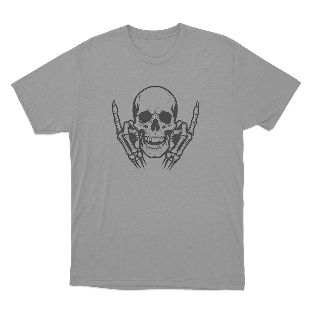 Skull With Middle Fingers Unisex T Shirt Grey Skull With Middle Fingers Unisex T Shirt Grey