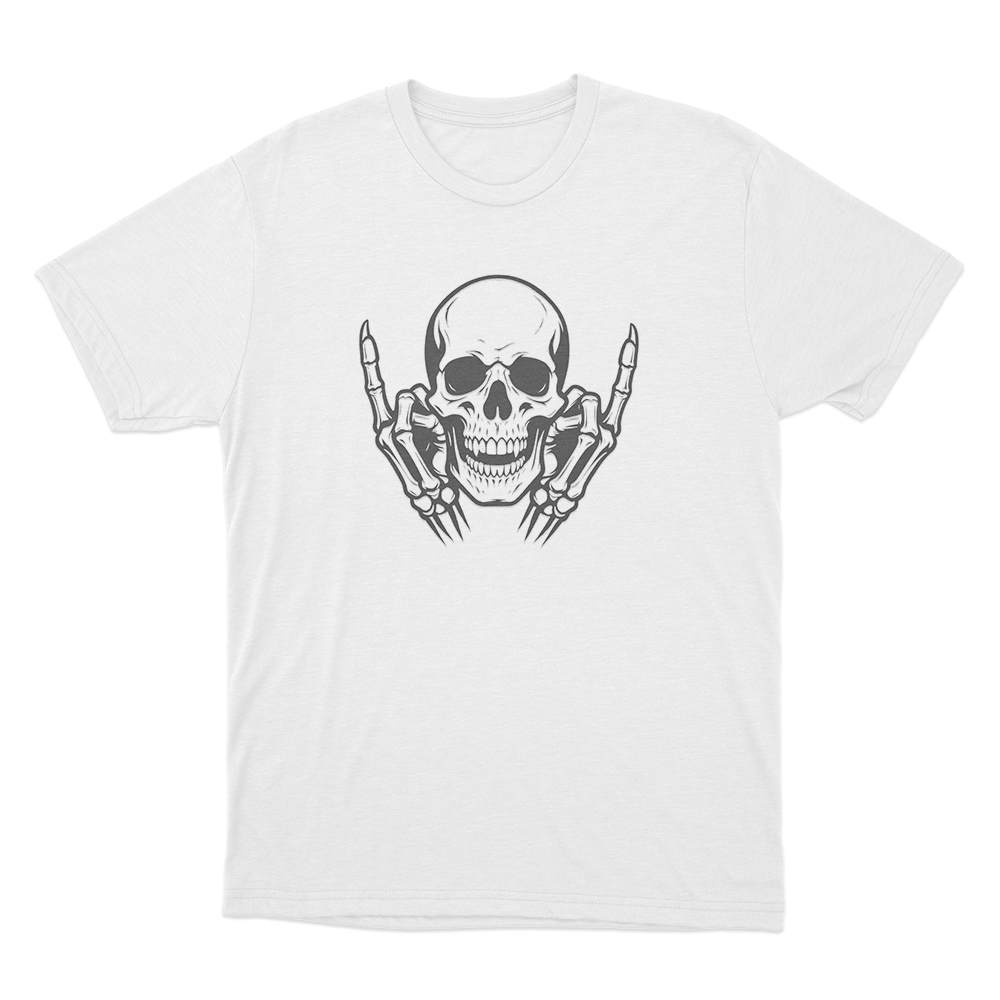 Skull With Middle Fingers Unisex T Shirt White Skull With Middle Fingers Unisex T Shirt White