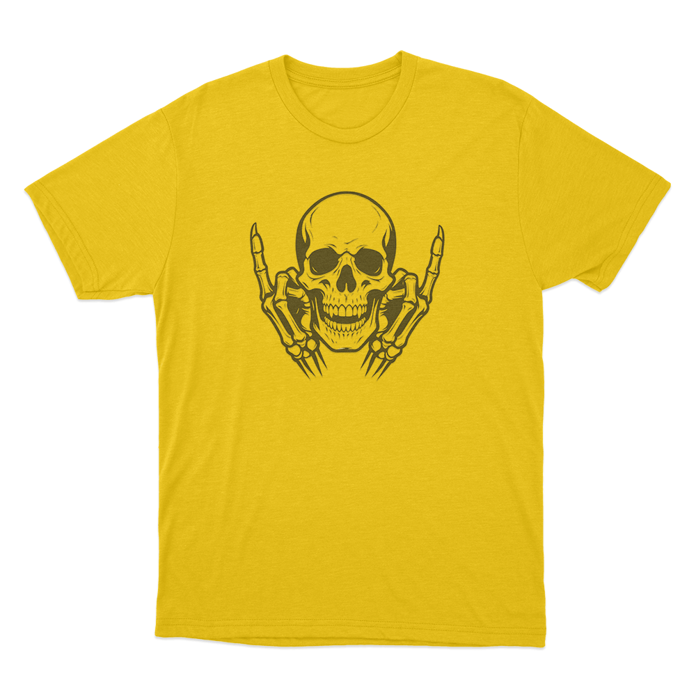 Skull With Middle Fingers Unisex T Shirt Yellow Skull With Middle Fingers Unisex T Shirt Yellow