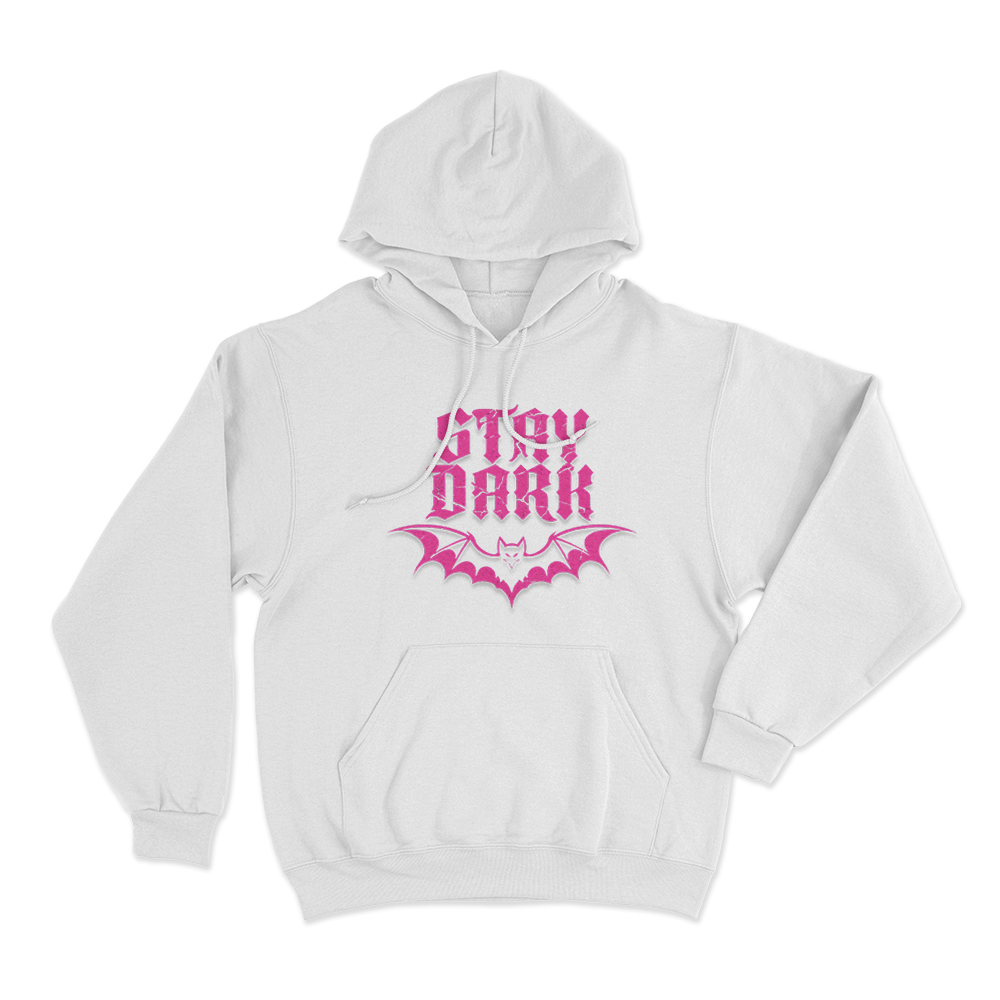 Stay Dark Bat Logo Unisex Hoodie White Stay Dark Bat Logo Unisex Hoodie White