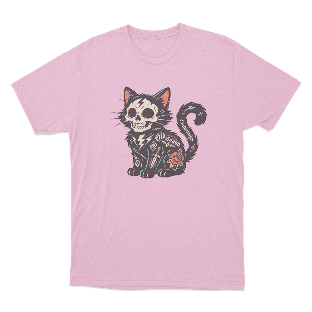 Tattooed Skeleton Cat Unisex T Shirt Pink Tattooed Skeleton Cat Unisex T Shirt Pink