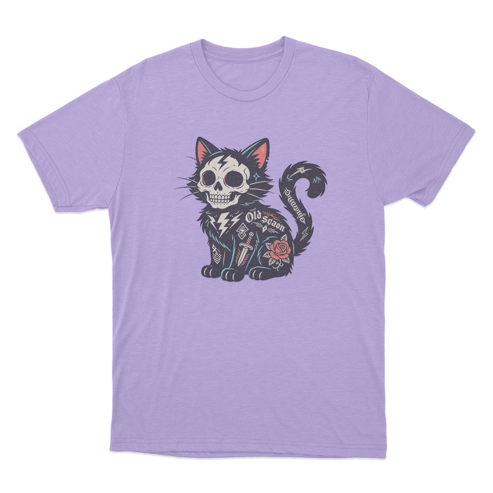Tattooed Skeleton Cat Unisex T Shirt Purple Tattooed Skeleton Cat Unisex T Shirt Purple
