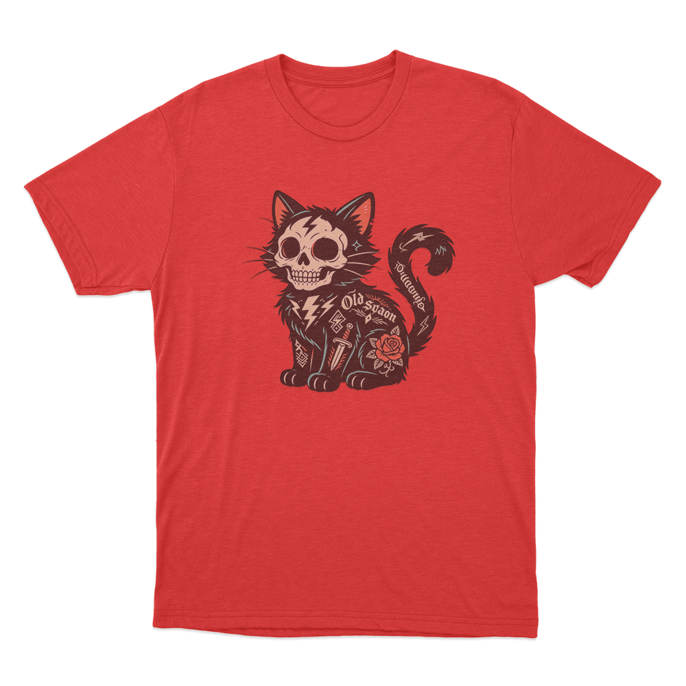 Tattooed Skeleton Cat Unisex T Shirt Red Tattooed Skeleton Cat Unisex T Shirt Red