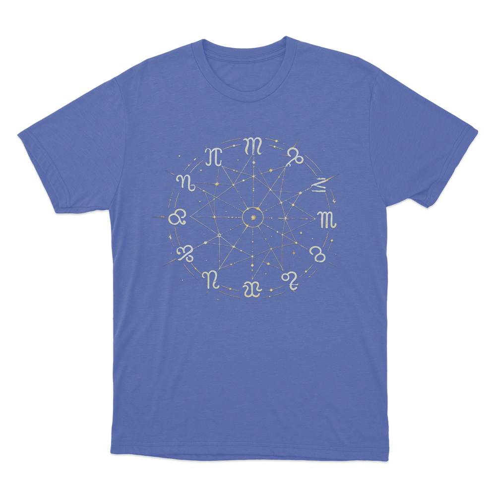 Zodiac Wheel Chart Unisex T Shirt Blue Zodiac Wheel Chart Unisex T Shirt Blue